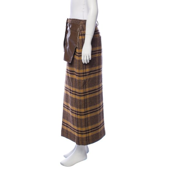 REJINA PYO Runway "Maggie" Checked Wool And Faux Leather Midi Skirt - Picture 11 of 12